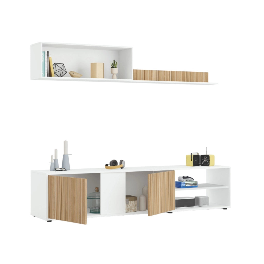 Mobile Soggiorno Agrestino, Parete Attrezzata 4 Ripiani, 180x33x40h cm Bianco