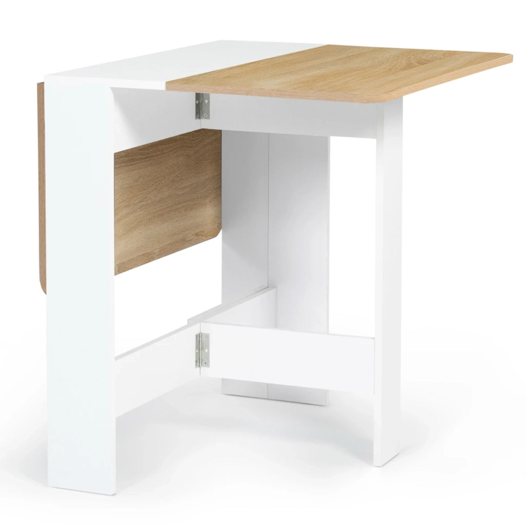 IDMarket - Tavolo consolle pieghevole EDI 2-4 persone piano in legno di faggio bianco
