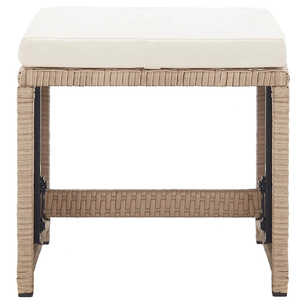 Set da Pranzo da Giardino 17 pz con Cuscini in Polyrattan Beige