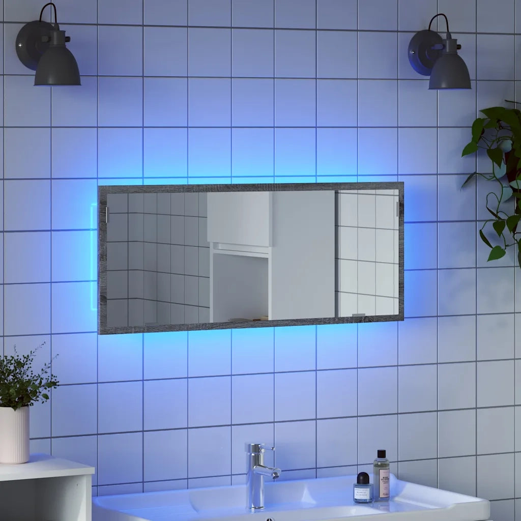 Specchio da Bagno con LED Grigio Sonoma 100x8,5x37cm Truciolato 856273