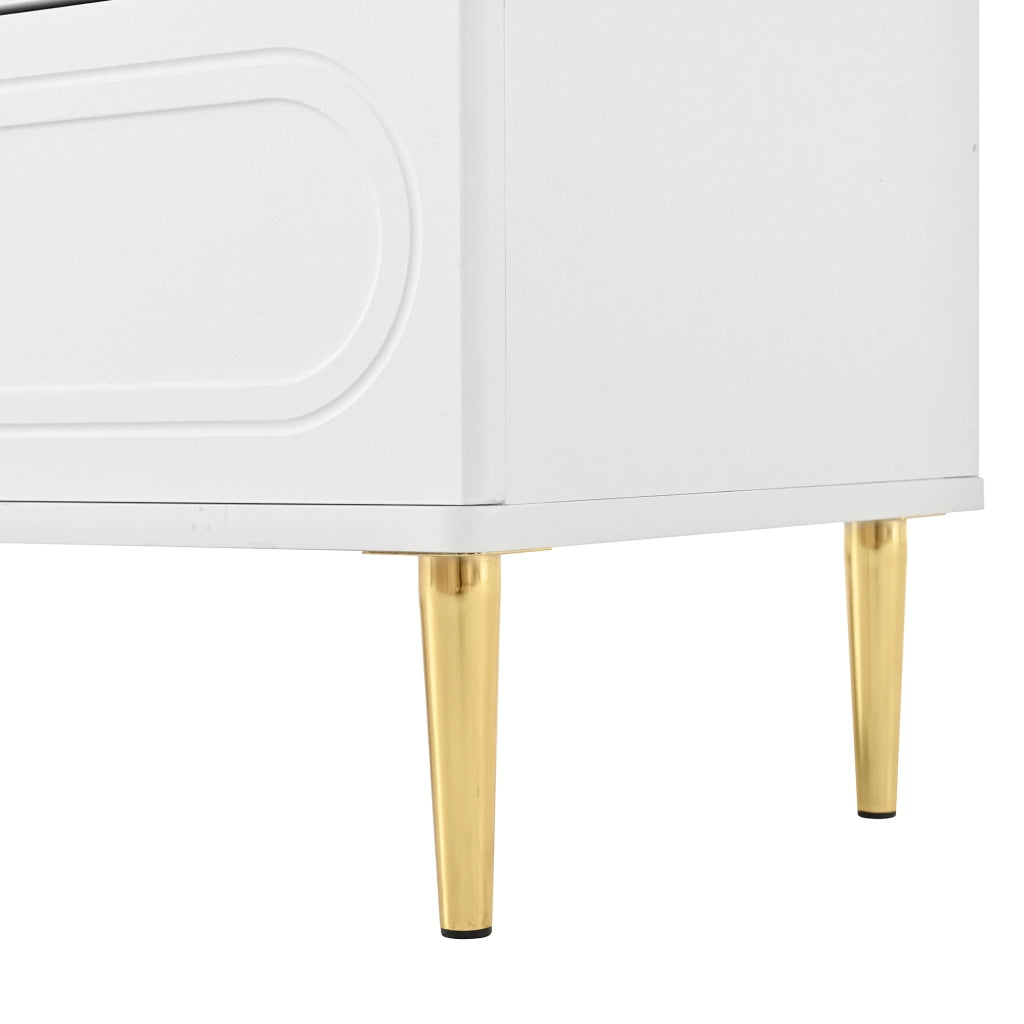 Cassettiera, mobile contenitore, 6 cassetti, gambe in metallo, MDF, bianco