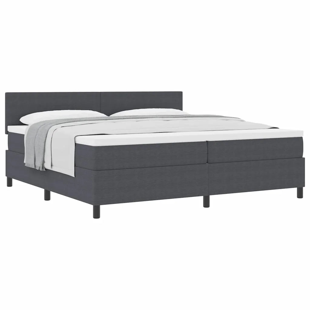 Letto a molle con testiera Grigio Scuro e Bianco 200 x 200 cm 3337528