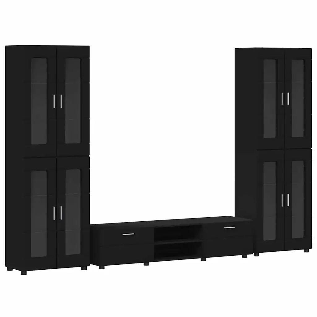 Set mobile TV con cassetto FLORIN 3 pcs Nero Legno multistrato