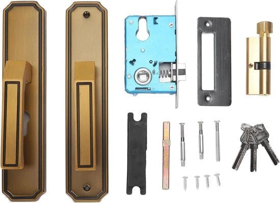 Maniglia per porta con slot di sicurezza - maniglia in bronzo per cancelleria - nucleo in rame puro - funzionamento silenzioso