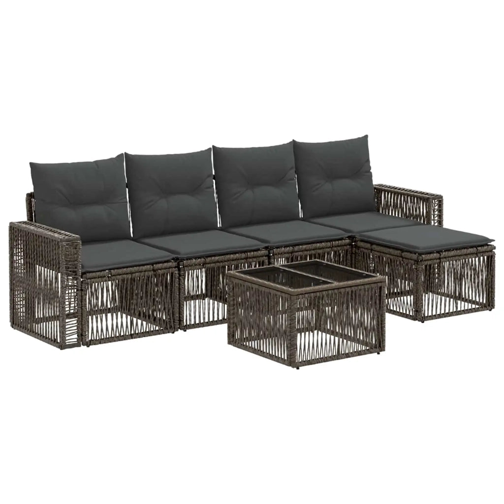 Set Divano da Giardino 6 pcs Grigio e Grigio Scuro polyrattan