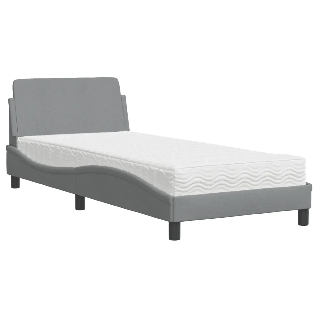 Letto con Materasso Dover Grigio Chiaro 80x200 cm in Tessuto 3208284