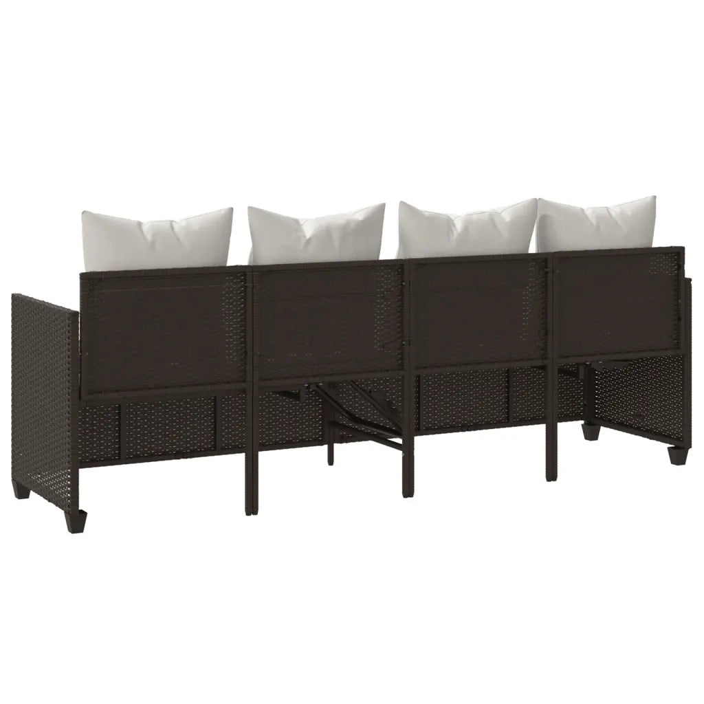 Lettino Prendisole con Cuscini MarroneÂ in Polyrattan