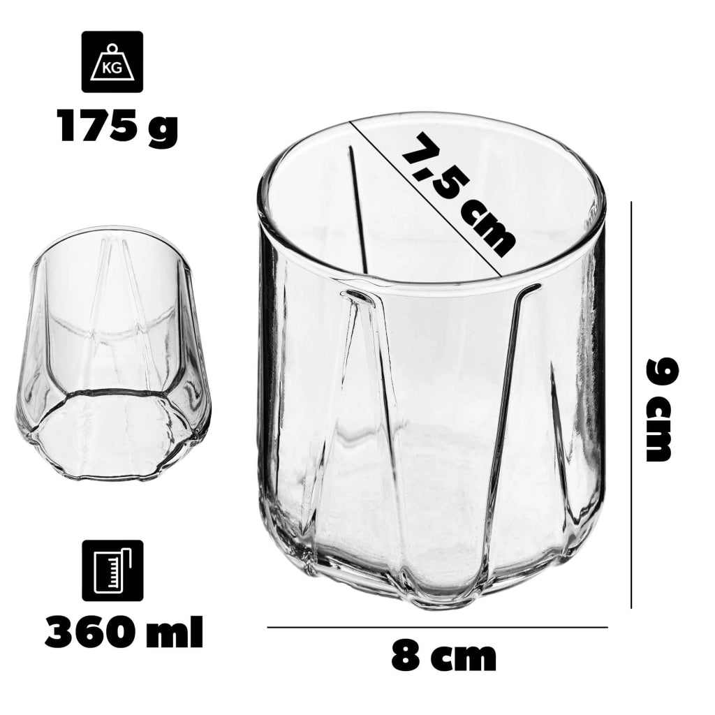 Bicchiere KADAX per whisky, bevande fredde, succhi di frutta, acqua 360 ml Regalo Basso
