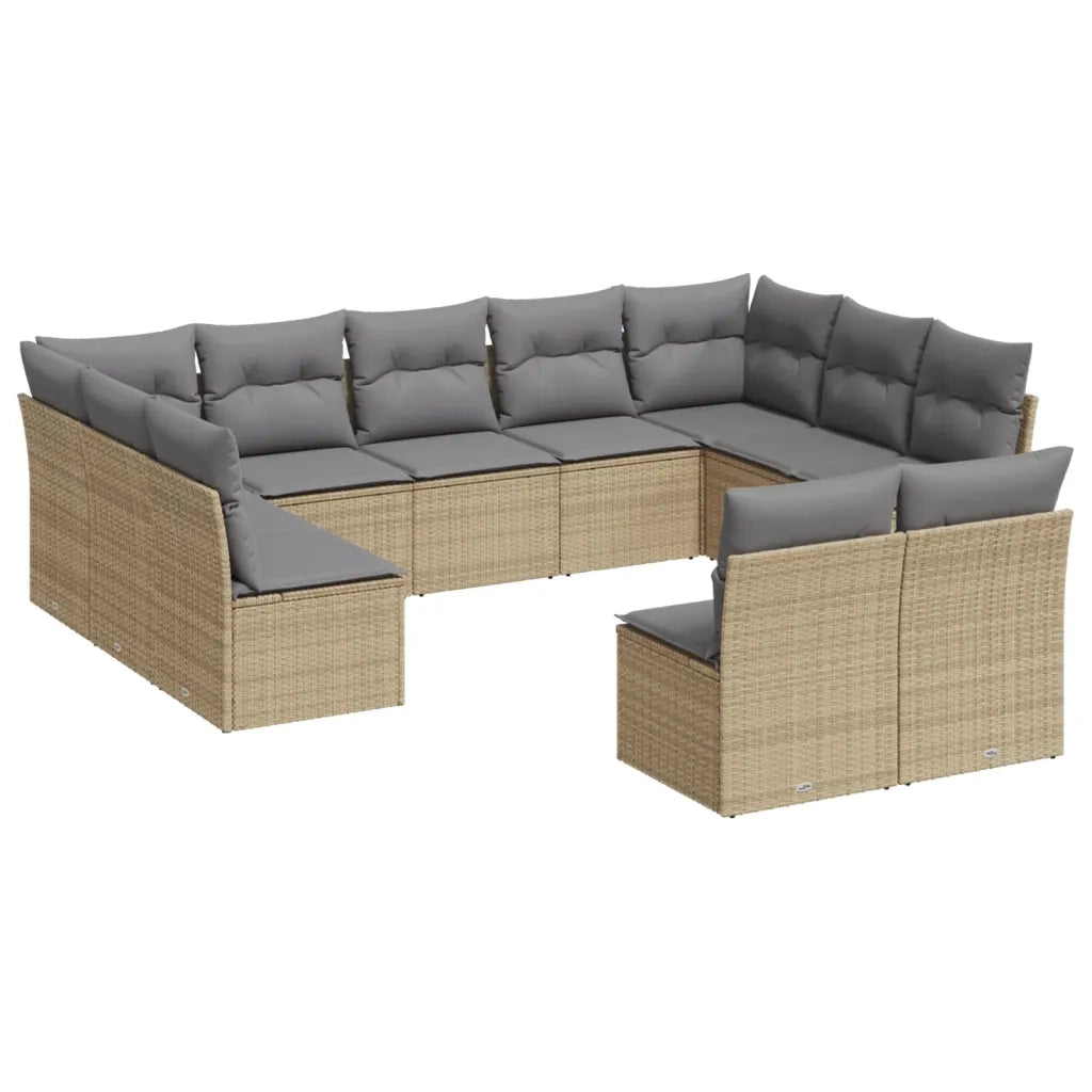 Set Divani da Giardino 11 pz con Cuscini Beige in Polyrattan 3250188