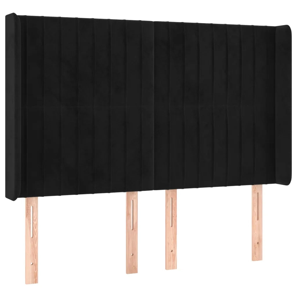 Letto a Molle con Materasso e LED Nero 140x200 cm in Velluto