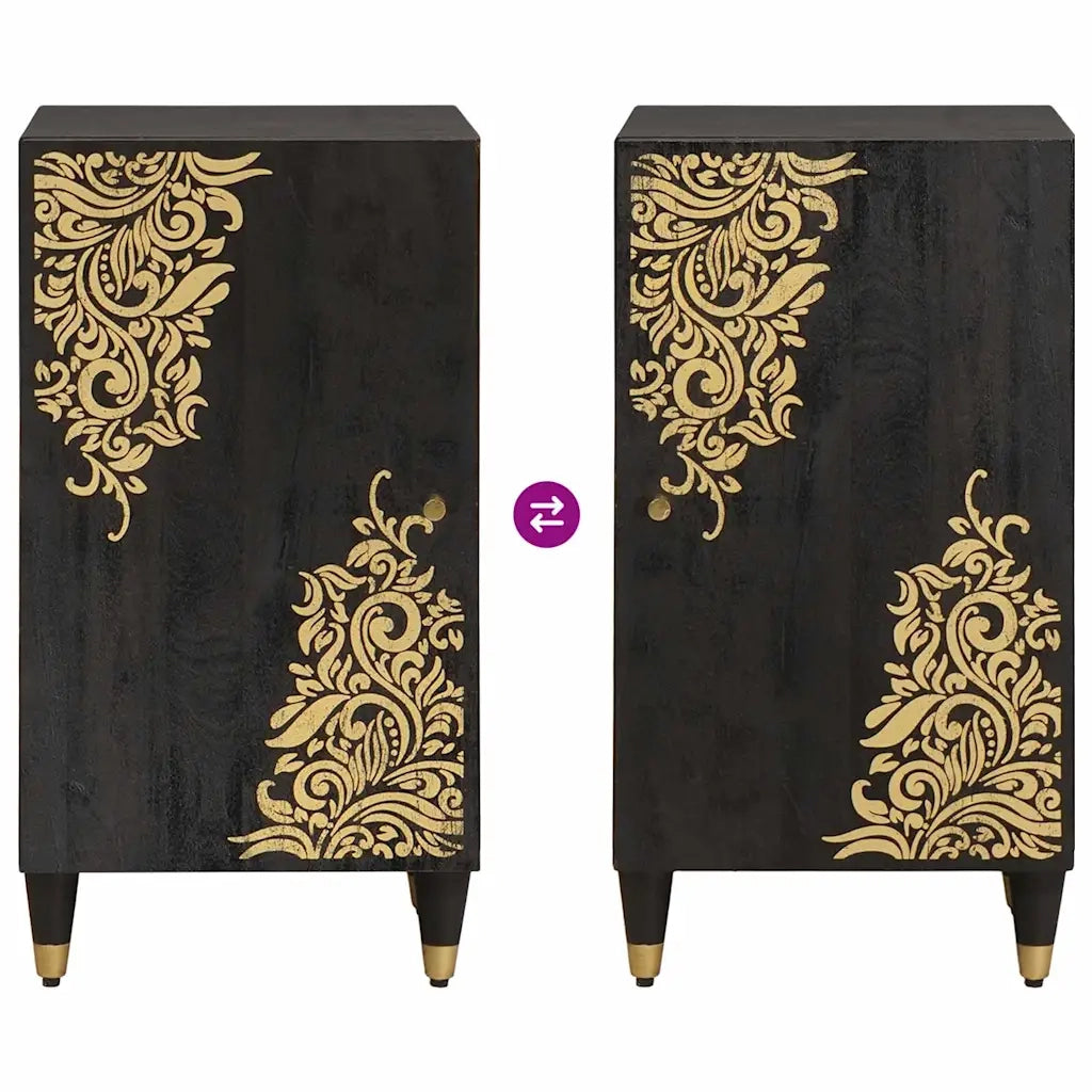 Credenza con porta Nero 40 x 33 x 75 cm Legno di mango massello