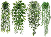 4 pacchi di impianti di piante artificiali con vasi, piante da parete artificiali, piante da parete per ufficio, camera da letto, casa interna ed esterna, decorazione di giardino