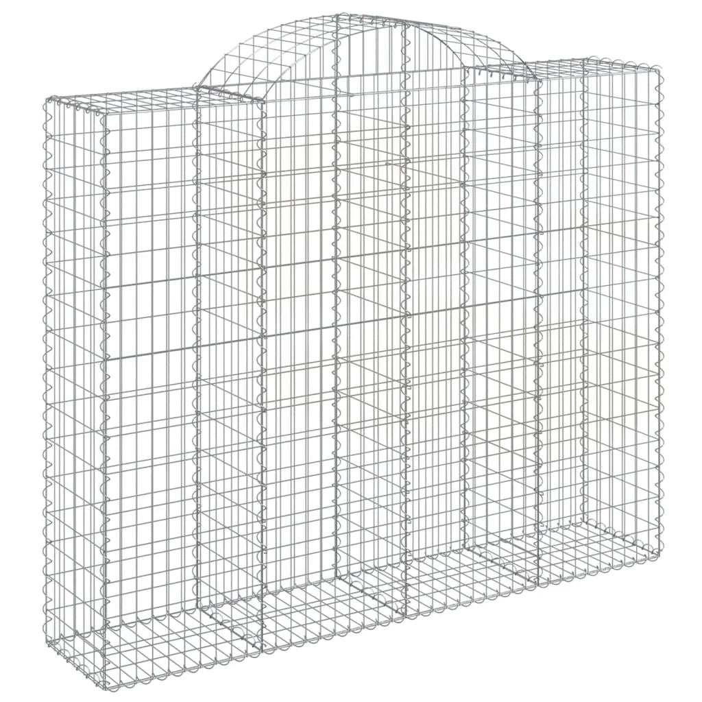 Cestini gabbioni recinzione a gabbia muro di contenimento ad arco 6 pezzi 200 x 50 x 160/180 cm ferro zincato argento 02_0041002