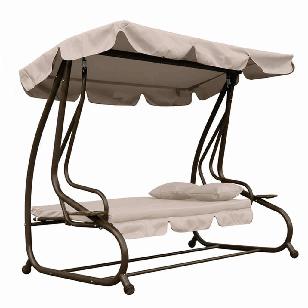 Marvin Harmony Dondolo Letto da Giardino 4 Posti con Tetto Parasole Struttura in Acciaio e Cuscino Imbottito 10 cm Altal