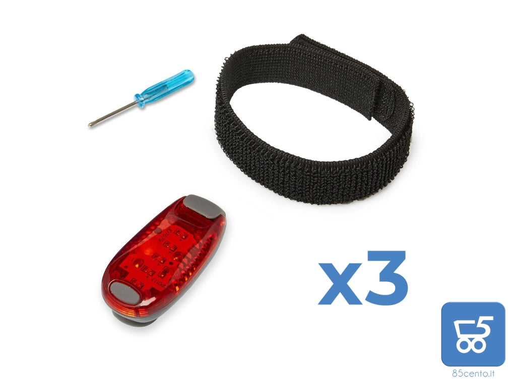 LED Rosso Luce di Sicurezza Notturna a Clip Impermeabile Lampeggiante per Corsa e Bici Kit da 3 Pezzi