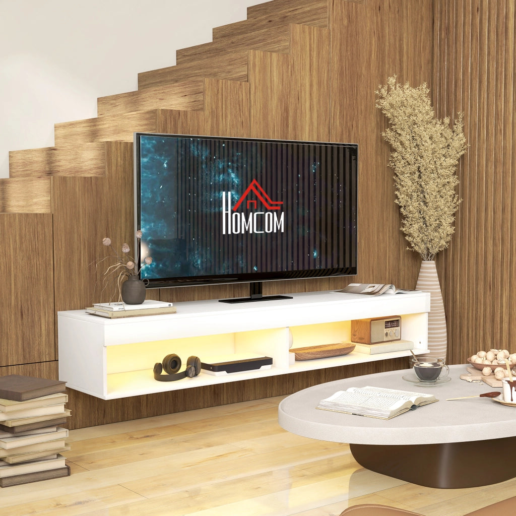 Mobile TV a parete con illuminazione LED ¨C zephmum ¨C bianco 180x40x30 cm