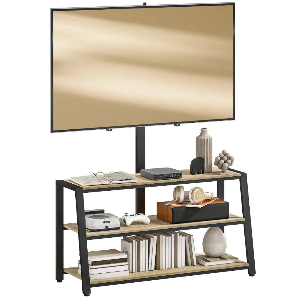 Mobile TV per TV 32-70 Pollici con Ripiani Aperte e Angolo Aggiustabile 35¡ã ¨C zephmum ¨C 108x41x135cm Effetto Legno Naturale