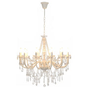 Lampadario con Perline Bianco 12 Lampadine E14 281608