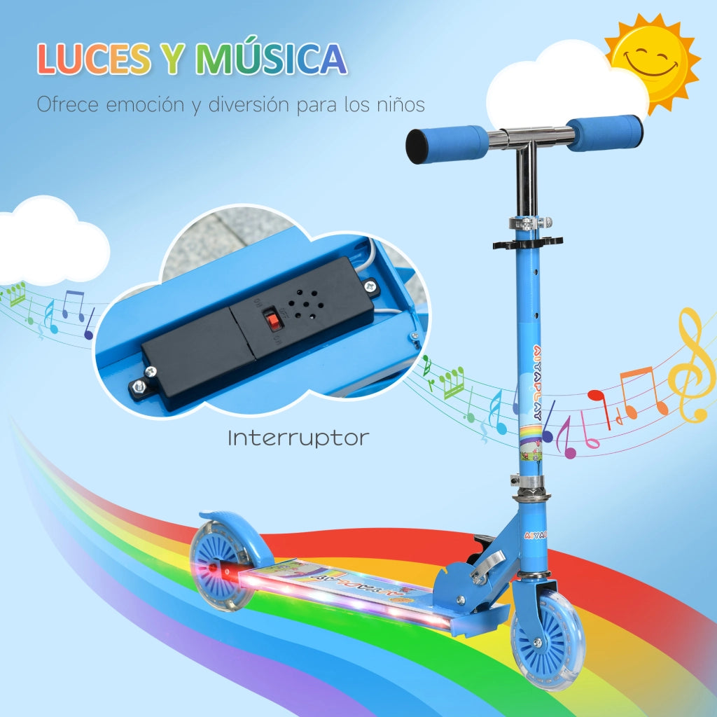 Pattinino per Bambini Pieghevole con Luci LED ¨C Zephmum ¨C Blu 67x32x65-78 cm