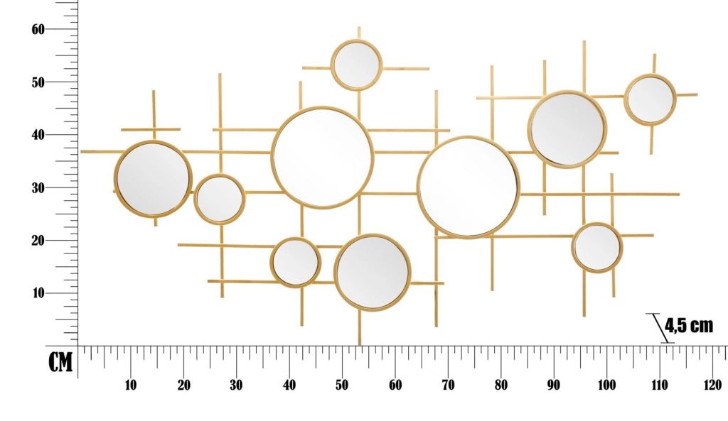 Specchio Gloxy 117x4,5x61 Misura Specchio Ø18-13-8 cm in Ferro Oro