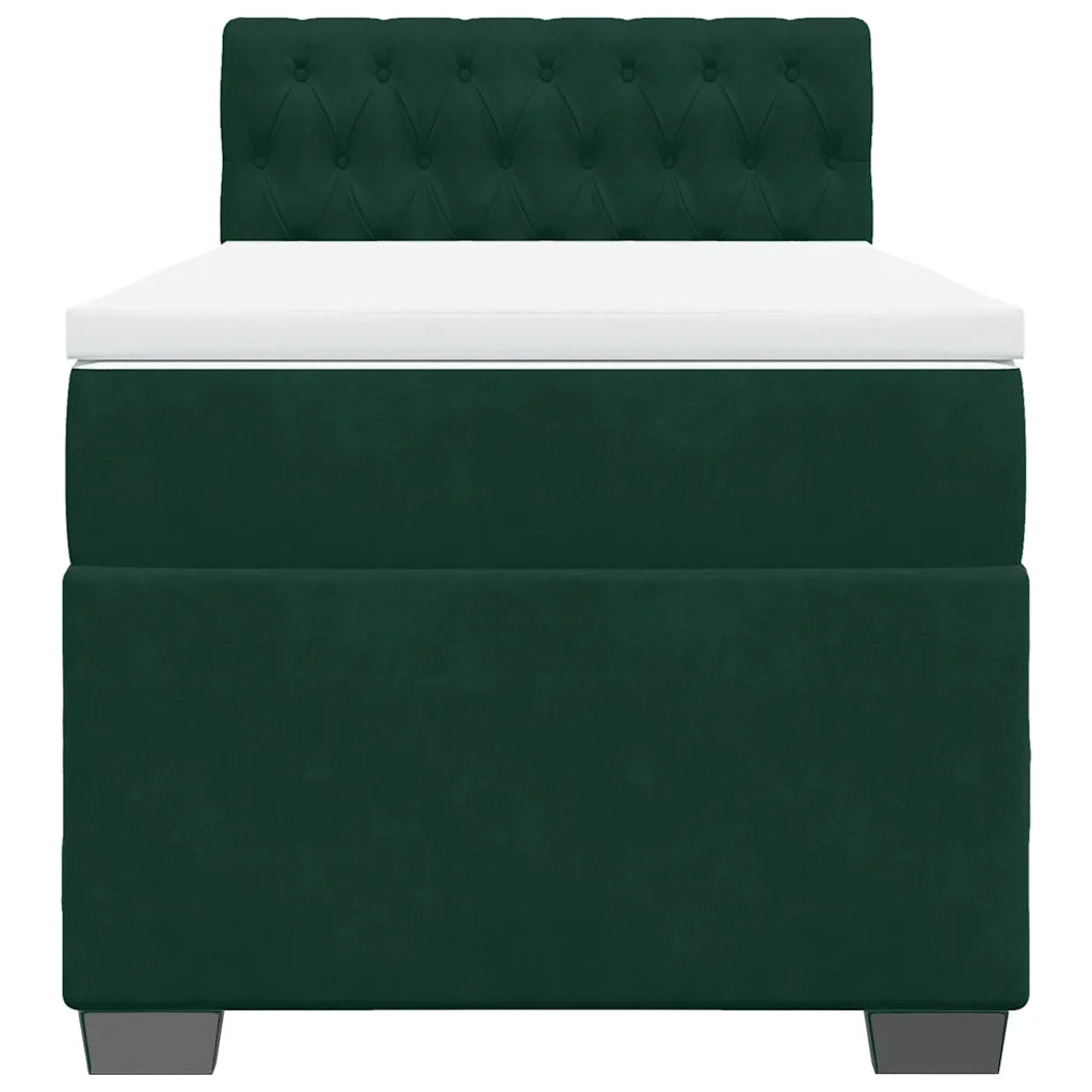 Giroletto a Molle con Materasso Verde Scuro 80x200 cm Velluto
