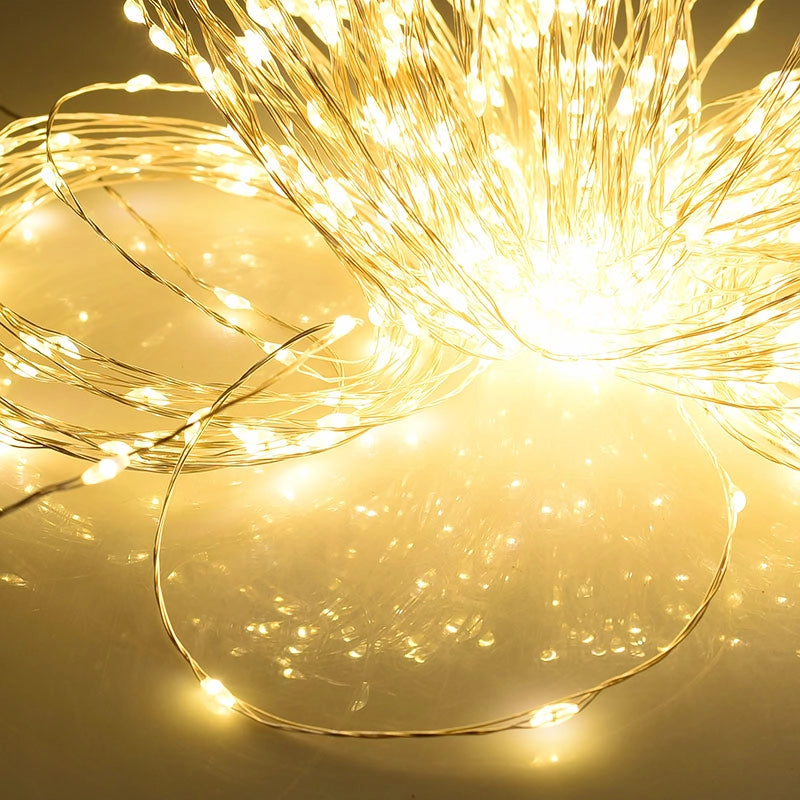 CATENA LUMINOSA DA ESTERNO CON 600 MICROLED GIALLI - ILLUMINAZIONE IDEALE PER FESTIVITA' ED EVENTI