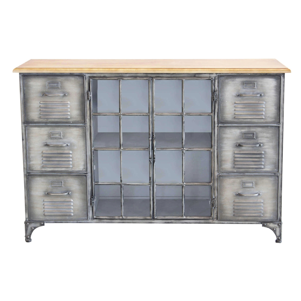 MOBILE IN FERRO ERNEST RIPIANO IN LEGNO 2 ANTE 6 CASSETTI 124,5 X 40,5X H89 CM