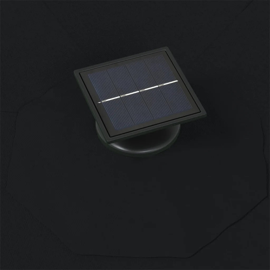 Ombrellone a Muro con LED e Palo in Metallo 300 cm Nero cod mxl 57784