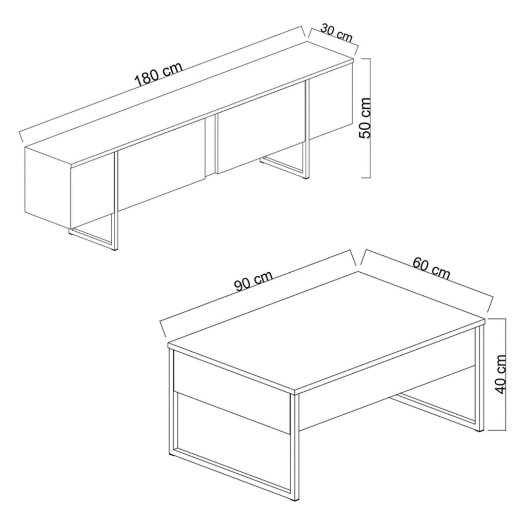 Mornasco, set Mobili da Soggiorno Modulabile, Nero Antracite
