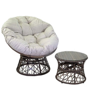 Poltrona da Giardino con Cuscino e Tavolino in Alluminio e Polyrattan  Baltimora Grigio