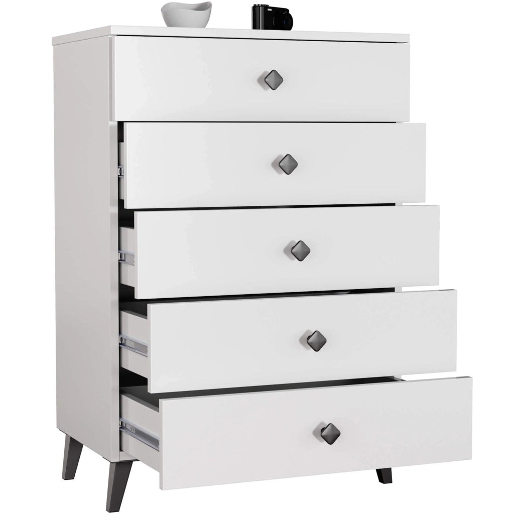 Cassettiera AKORD MOBI color bianco con 5 cassetti L60 x H89 x P37 cm