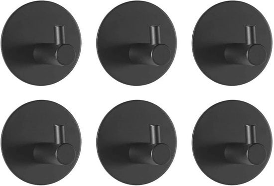 Hanger per asciugamani adesivi neri senza perforazione - Hanger per bagno, toilette, cucina (6 pezzi)
