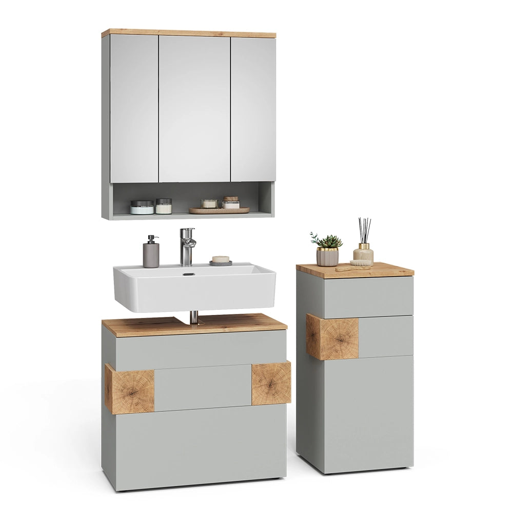 Vicco Set di mobili da bagno Grigio/Artisan 3 parti