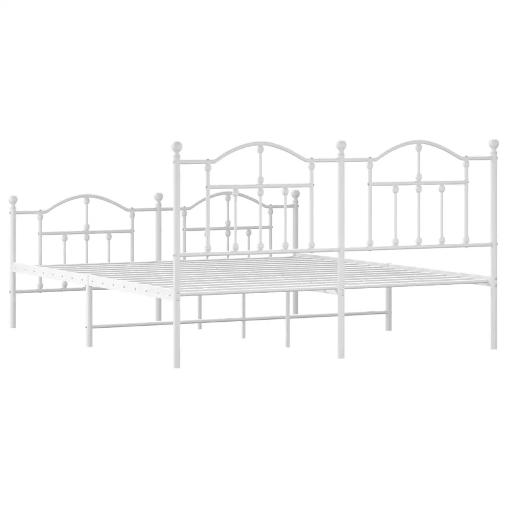 Giroletto con Testiera e Pediera-Struttura Letto Metallo Bianco 183x213 cm 345870