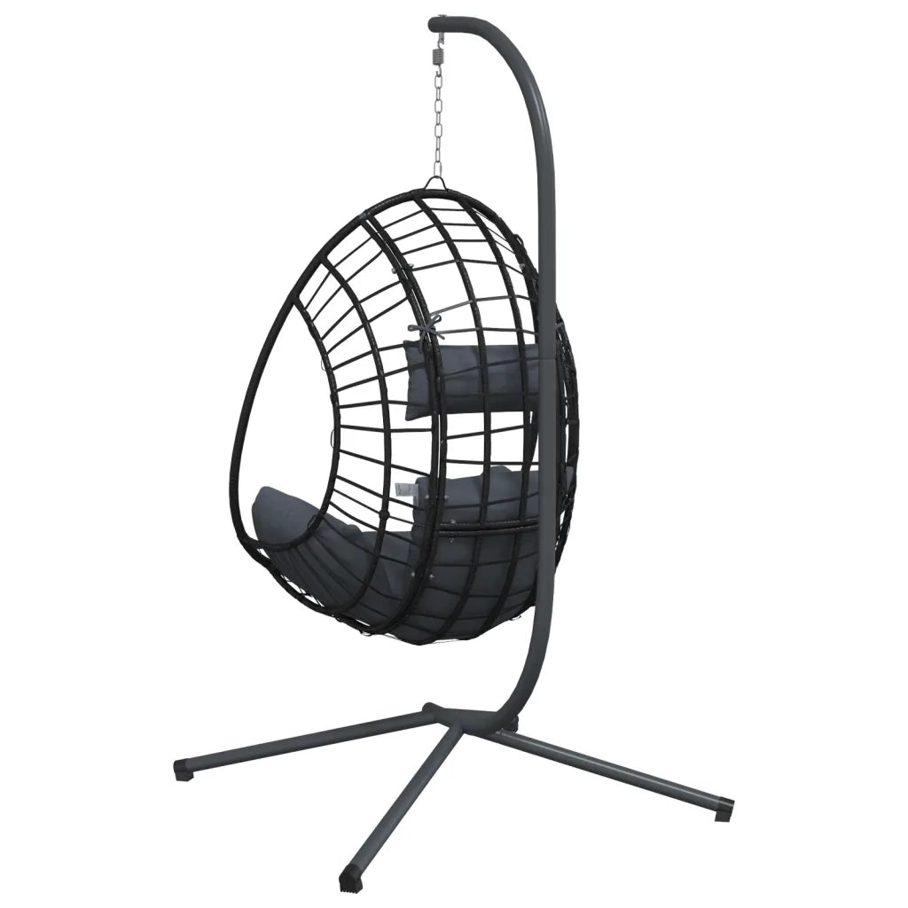 Sedia a Uovo Sospesa con Supporto Antracite Polyrattan/Acciaio CFW1949994