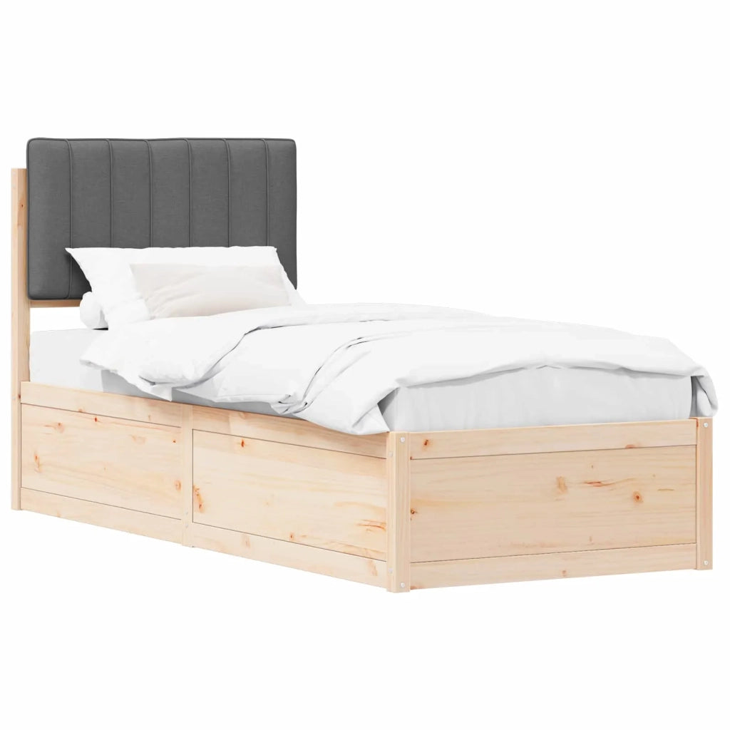 Letto con Testiera Rivestita Grigio scuro 80 x 200 cm