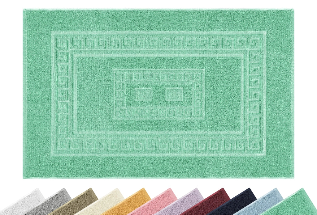 Tappeto Bagno Assorbente In Spugna Varie Misure Da Scendidoccia A Tappeto Grande Lavorazione Jacquard Tinta Unita Ricamo Cornice Lavabile Lavatrice AcquaMarina - TappetoBagno60x90