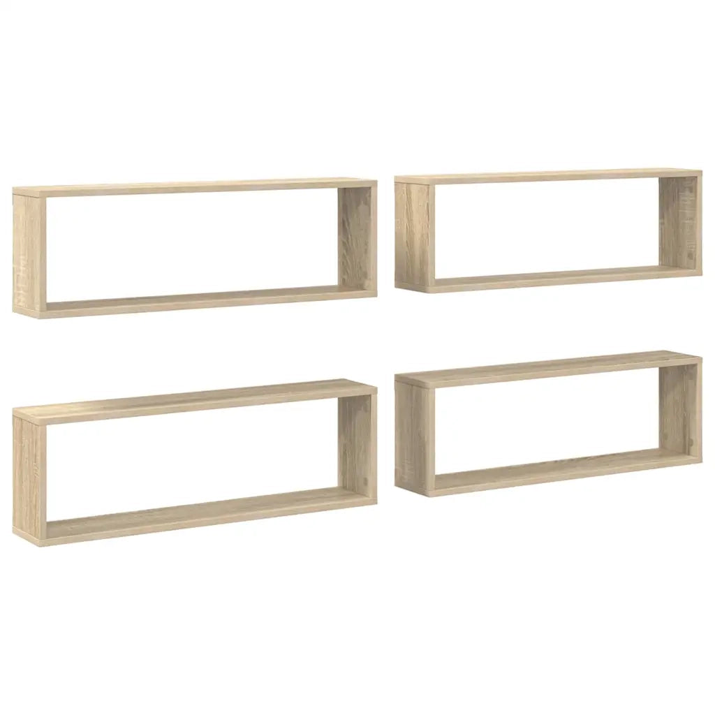 Mensole Parete Cubo 4pz Rovere Sonoma 80x15x26,5cm Multistrato 807116