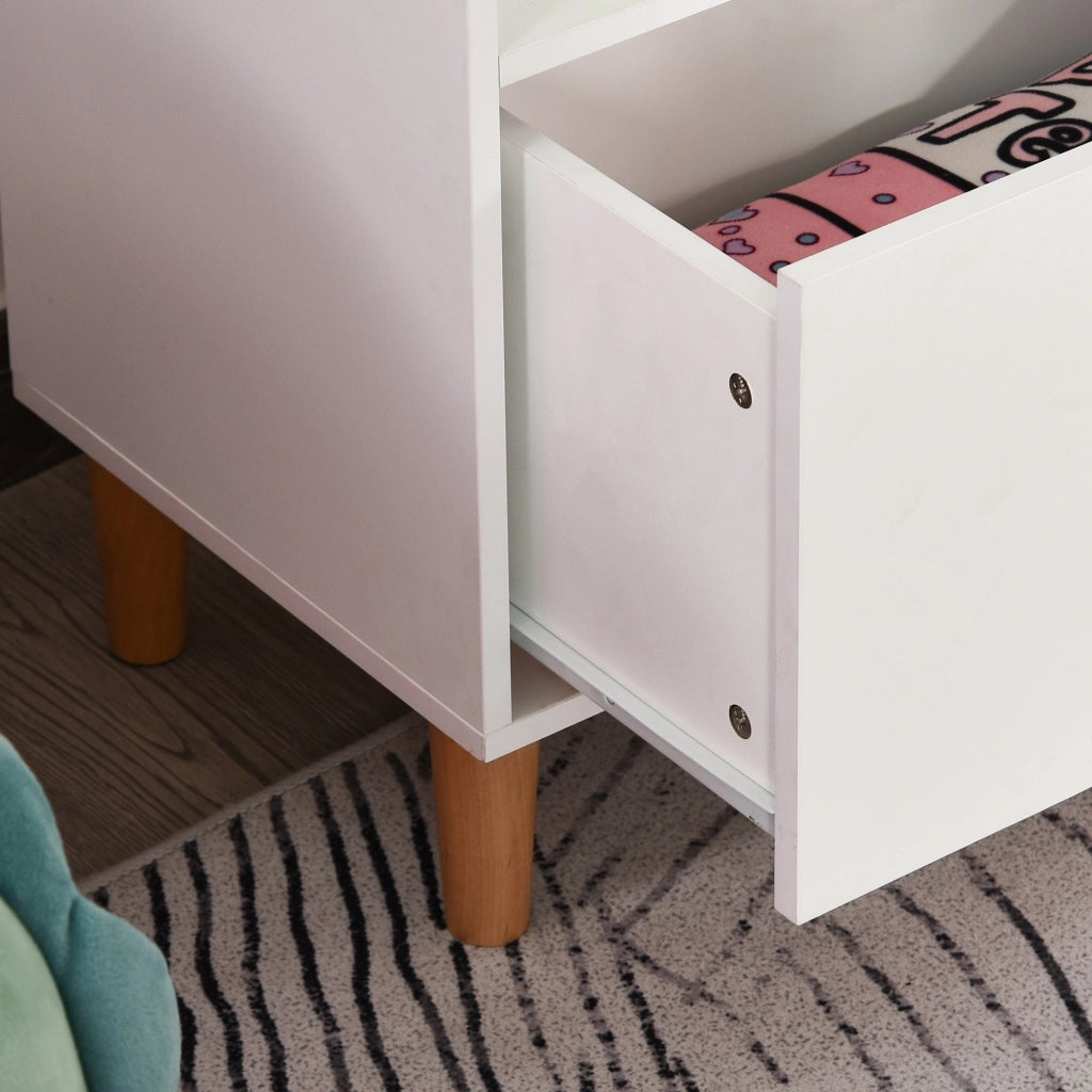 EasyComfort Libreria Scaffale Portagiochi per Cameretta Bimbi e Ragazzi, 1 Cassetto e 4 Ripiani, Bianca e Azzurra 50x30x142cm