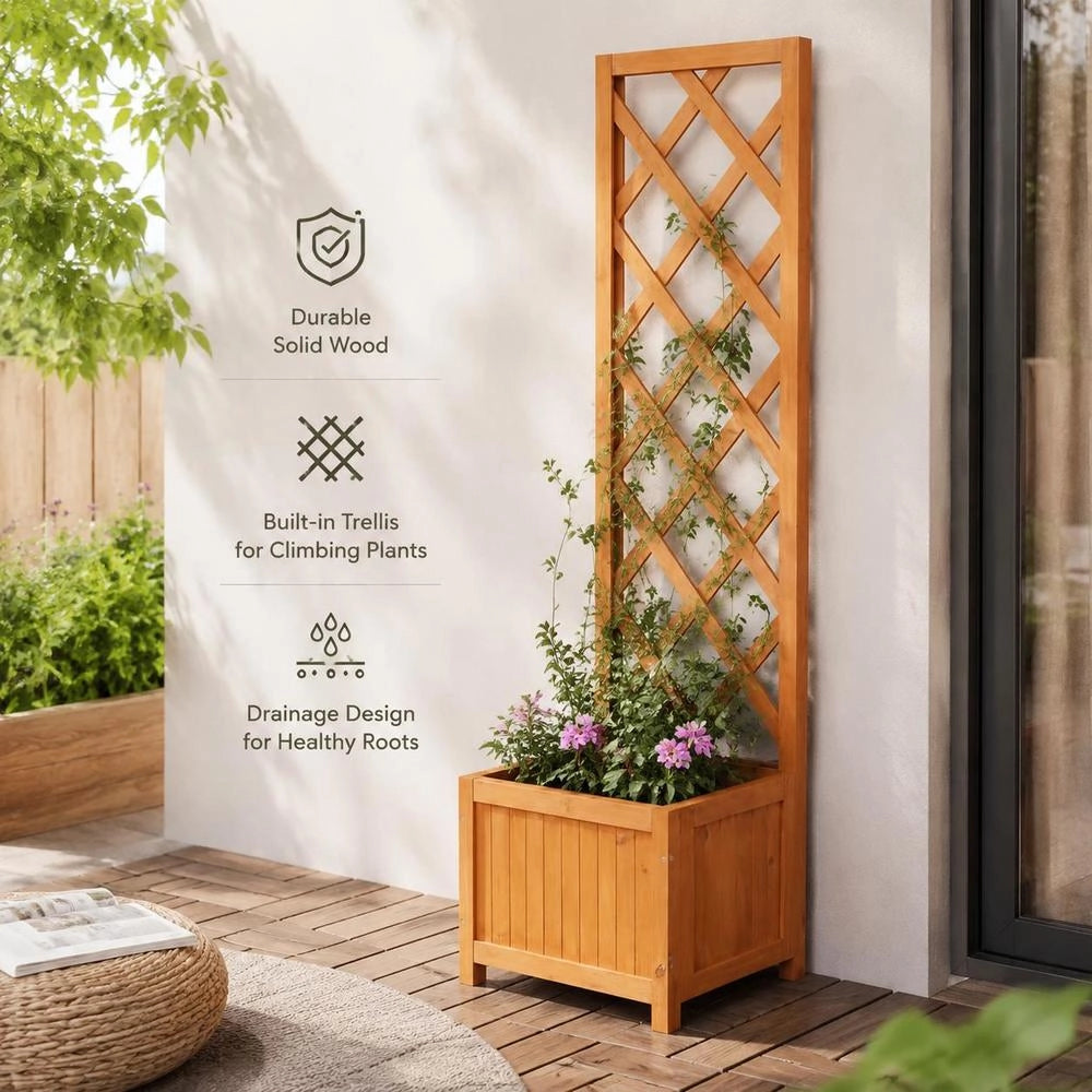Plant Pot With Trellis 40 X 30 X 135 Cm