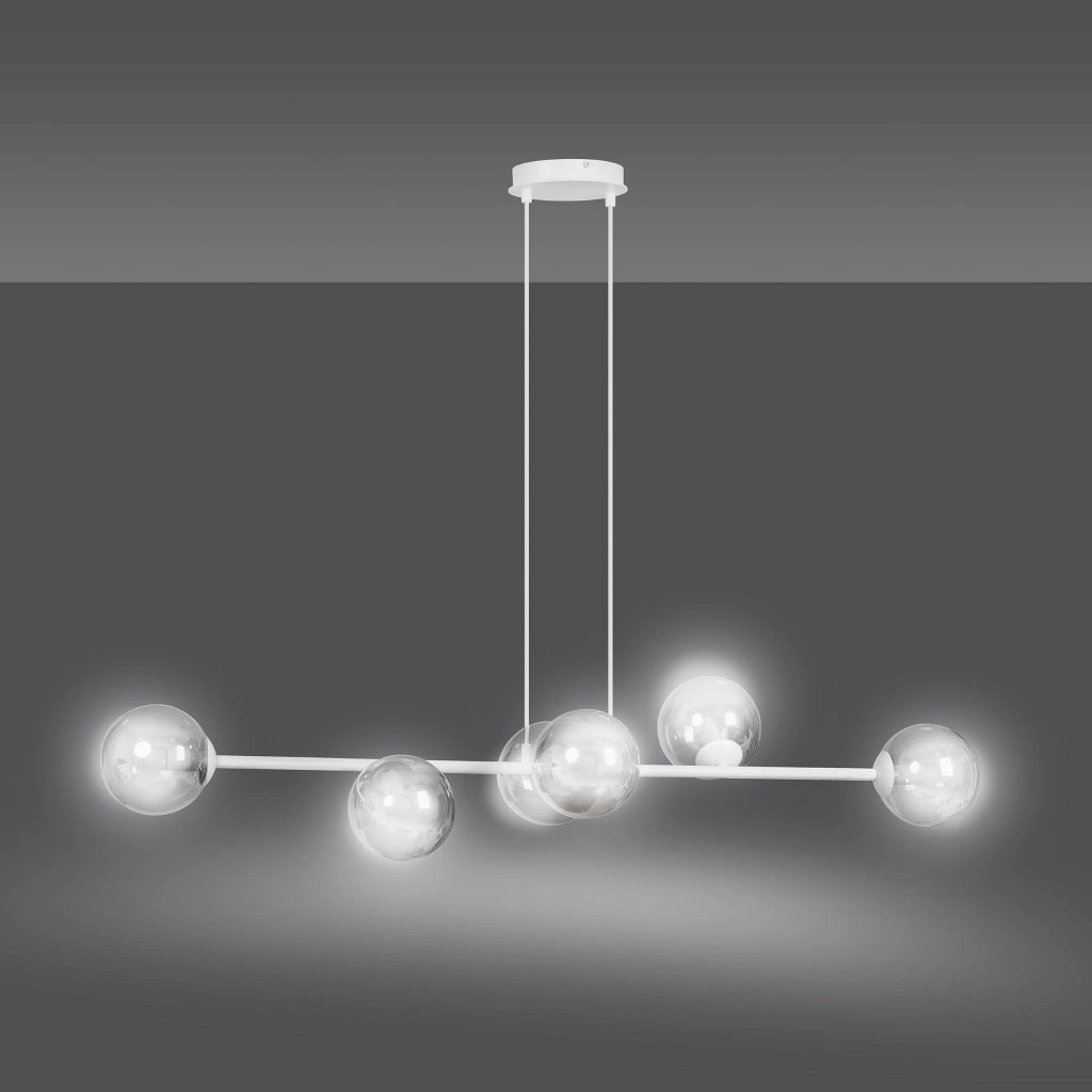Emibig Rossi lampadario 6xE14 bianco vetro fumé 110cm