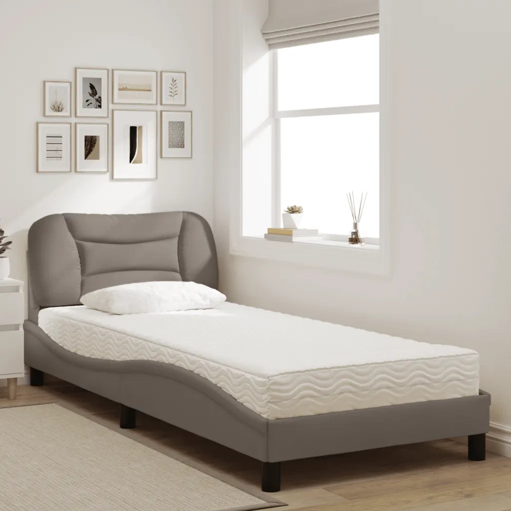 Letto con Materasso Hvar Tortora 90x200 cm in Tessuto 3208510