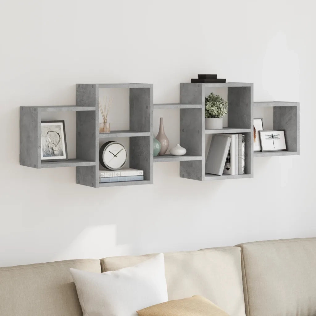 vidaXL Scaffale a Muro Grigio Cemento 129x18x42 cm in Truciolato