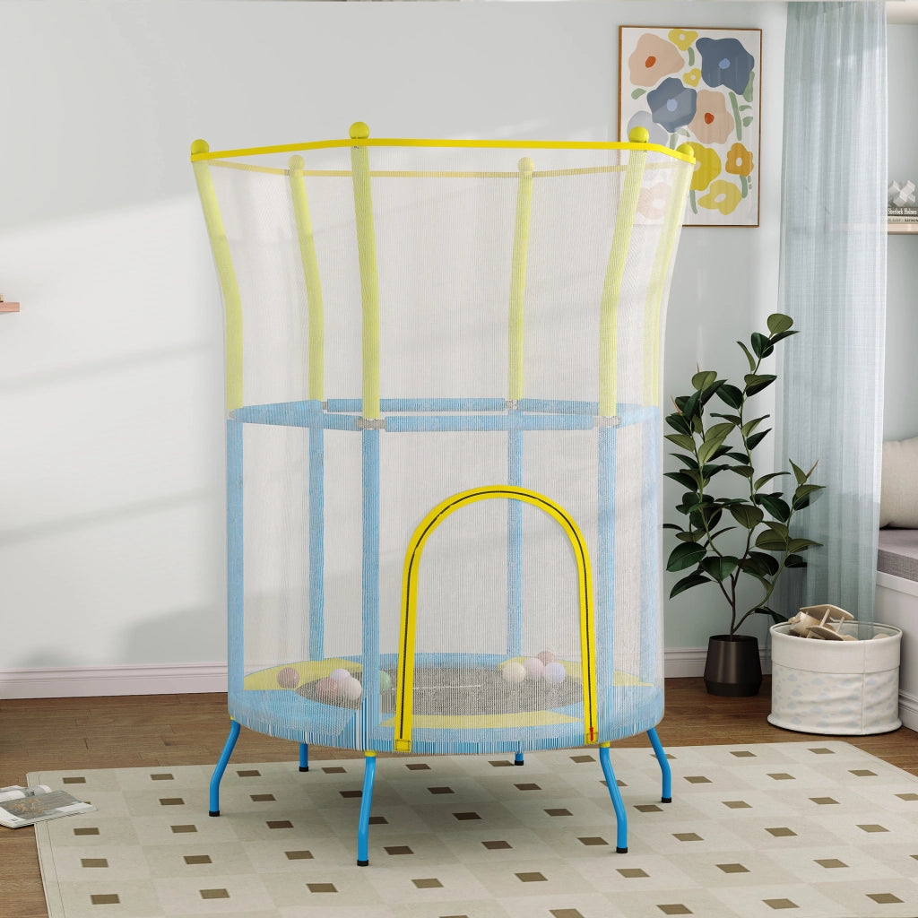Trampolino per Bambini con Rete di Sicurezza ¨C zephmum ¨C 140cm ? Blu