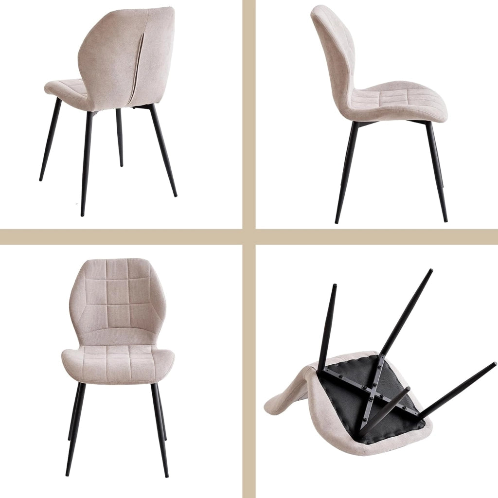 GrandCA HOME Set Tavolo e Sedie da Pranzo da 5 Pezzi, Tavolo Quadrato da 140 cm, 4 Sedia Imbottita in Lino, Adatto per Cucine, Sale da Pranzo e Soggiorni (Legno Chiaro + Nero)