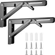 Due supporti pieghevoli per tavolo - 10 pollici supporto pieghevole per tavolo da appendere al muro - Supporto pieghevole L per tavolo con tre punte - Capacità di carico 90 kg - Adatto per spazi minimi, cucina, ufficio, supporto pieghevole