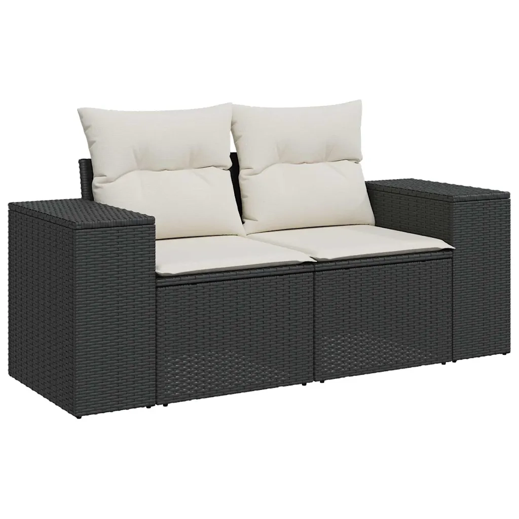 Set Divano da Giardino 6 pz con Cuscini Nero in Polyrattan 3222535