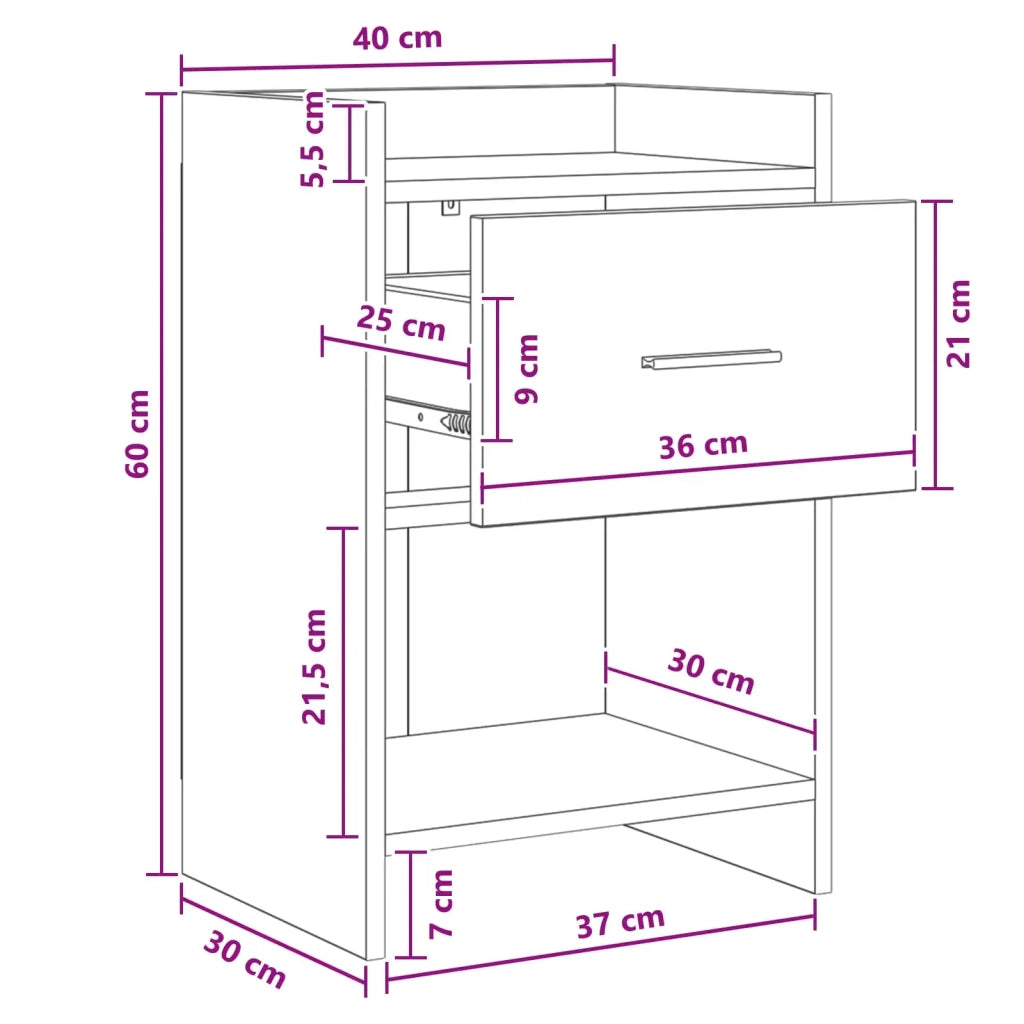 Comodini 2 pcs Rovere Nero 40 x 36 x 60 cm Legno ingegnerizzato 8011038