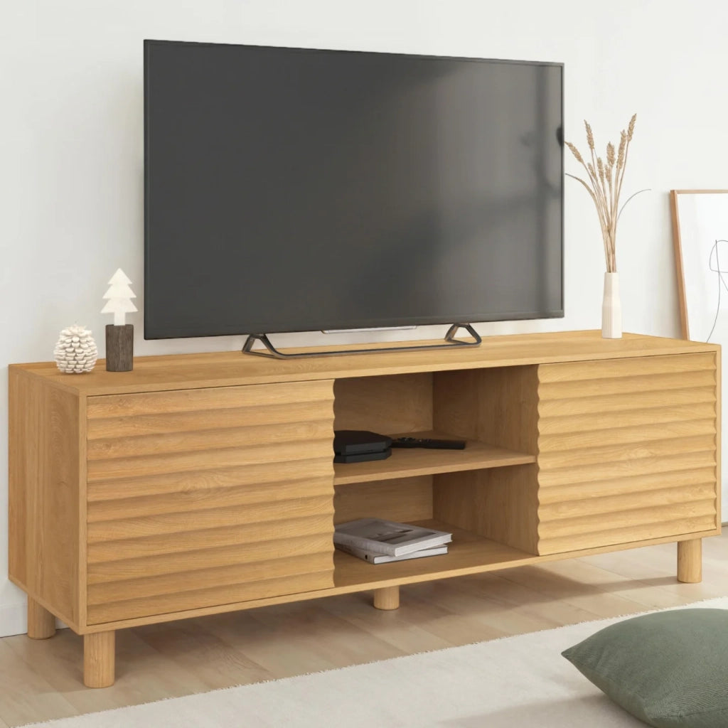 IDMarket - Mobile TV JULIE 140 cm con 2 ante a doghe color rovere