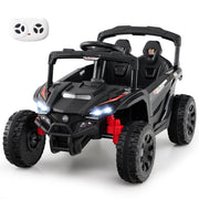 Auto elettrica 12V per bambini 3 velocit¨¤ luci LED clacson e sospensioni a molla, UTV fuoristrada con telecomando Nero-Macchinine giocattoli